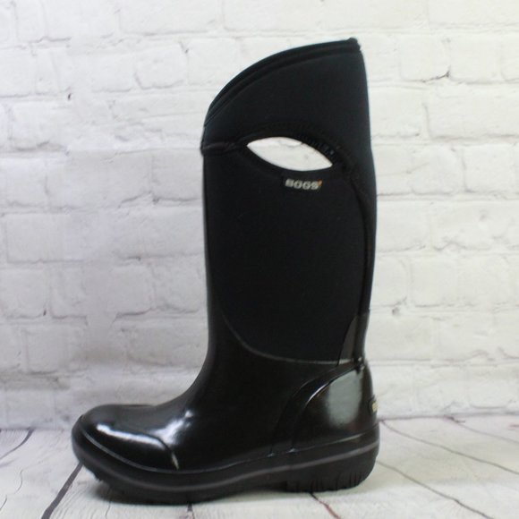 Bogs Shoes - BOGS Plimsoll Black Fabric Rubber Waterproof Tall Winter Rain Boots Size 6